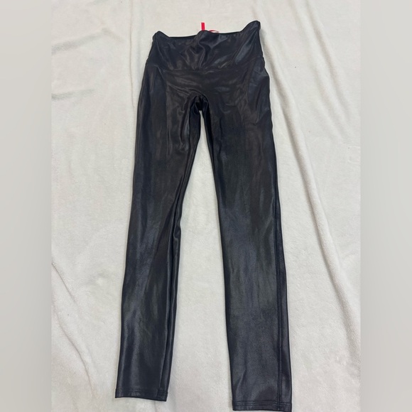 Black Spanx Faux Leather Leggings - Picture 3 of 10